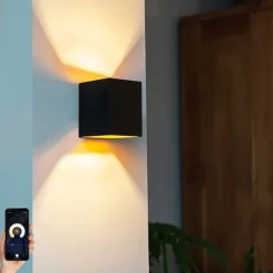 Smart wandlamp zwart en goud vierkant incl. Wifi G9 - Sola