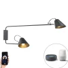 Smart wandlamp zwart 2-lichts verstelbaar incl. Wifi A60 - Lune