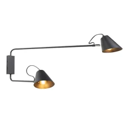 Smart wandlamp zwart 2-lichts verstelbaar incl. Wifi A60 - Lune