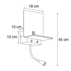 Smart wandlamp zwart met USB en flexarm incl. Wifi G9 - Flero