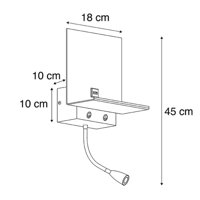 Smart wandlamp zwart met USB en flexarm incl. Wifi G9 - Flero