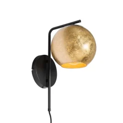 Smart wandlamp zwart met goud glas incl. Wifi A60 - Bert