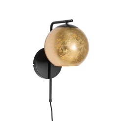 Smart wandlamp zwart met goud glas incl. Wifi A60 - Bert