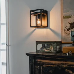 Smart wandlamp zwart met rek incl. Wifi G95 - Cage Rack