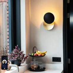 Smart wandlamp zwart met goud incl. Wifi G9 - Sunrise