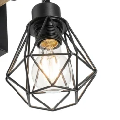 Smart wandlamp zwart met hout incl. Wifi A60 - Chon