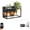 Smart wandlamp zwart met rek incl. 2 Wifi G95 - Cage Rack
