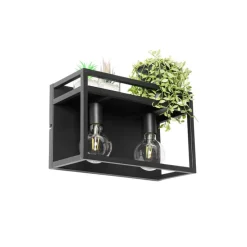 Smart wandlamp zwart met rek incl. 2 Wifi G95 - Cage Rack