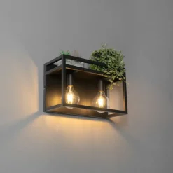 Smart wandlamp zwart met rek incl. 2 Wifi G95 - Cage Rack