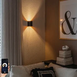 Smart wandlamp zwart met messing incl. Wifi G9 - Sabbio