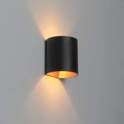 Smart wandlamp zwart met messing incl. Wifi G9 - Sabbio