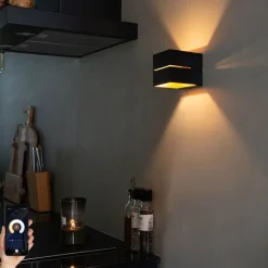 Smart wandlamp zwart met goud 9,7 cm incl. Wifi G9 - Transfer Groove