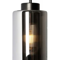 Smart wandlamp zwart met smoke glas incl. Wifi ST64 - Laura