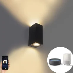 Smart wandlamp zwart van kunststof incl. 2 Wifi GU10 - Baleno