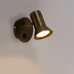 Smart Wandspot brons draai- en kantelbaar met schakelaar incl. Wifi GU10 50mm - Karin 1