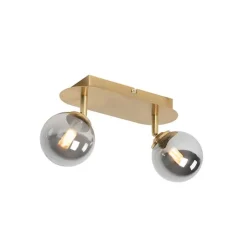 Spot goud 2-lichts verstelbaar met smoke glass - Athens
