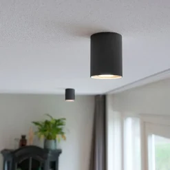 Spot zwart en staal draai- en kantelbaar - Rondoo up