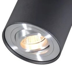 Spot zwart en staal draai- en kantelbaar - Rondoo up