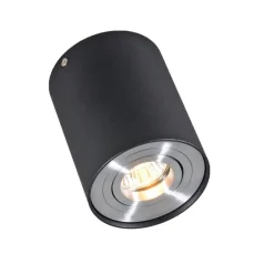 Spot zwart en staal draai- en kantelbaar - Rondoo up