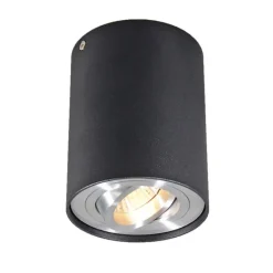 Spot zwart en staal draai- en kantelbaar - Rondoo up