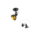 Spot zwart met goud 1-lichts draai- en kantelbaar - Tommy
