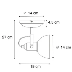 Spot zwart met goud 1-lichts draai- en kantelbaar - Tommy