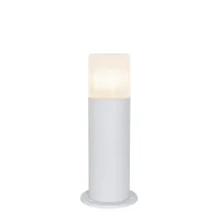 Staande buitenlamp wit met opaal witte kap 30 cm IP44 - Odense