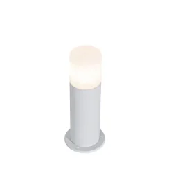 Staande buitenlamp wit met opaal witte kap 30 cm IP44 - Odense