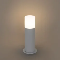Staande buitenlamp wit met opaal witte kap 30 cm IP44 - Odense