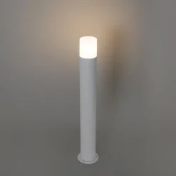 Staande buitenlamp wit met opaal witte kap 70 cm - Odense