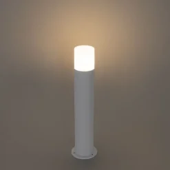 Staande buitenlamp wit met opaal witte kap 50 cm - Odense