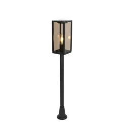 Staande buitenlamp zwart met smoke 100 cm IP44 - Charlois