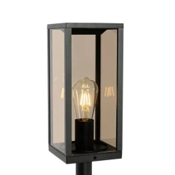 Staande buitenlamp zwart met smoke 100 cm IP44 - Charlois
