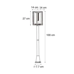 Staande buitenlamp zwart met smoke 100 cm IP44 - Charlois