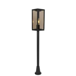 Staande buitenlamp zwart met smoke 100 cm IP44 - Charlois