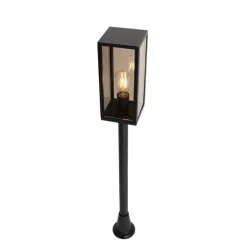 Staande buitenlamp zwart met smoke 100 cm IP44 - Charlois