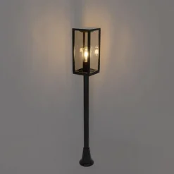 Staande buitenlamp zwart met smoke 100 cm IP44 - Charlois