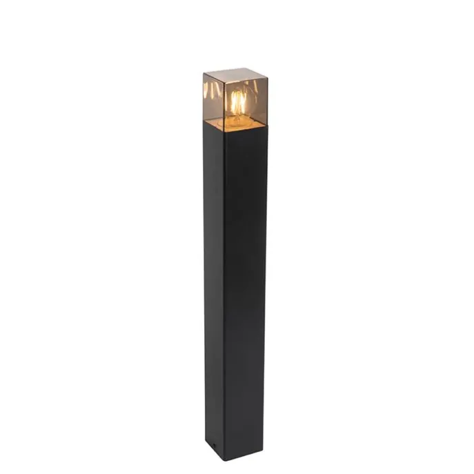 Staande buitenlamp zwart 70 cm IP44 met smoke glass - Denmark