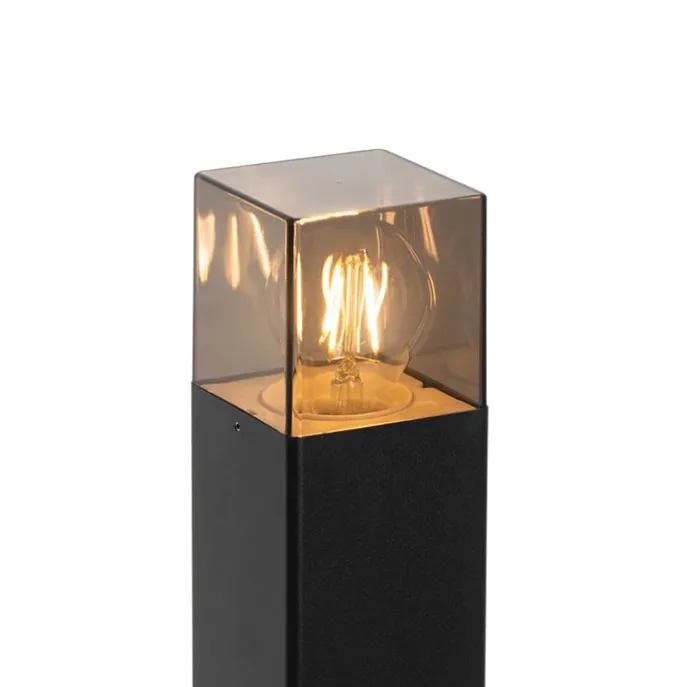 Staande buitenlamp zwart 70 cm IP44 met smoke glass - Denmark