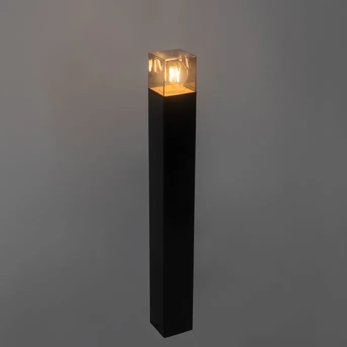 Staande buitenlamp zwart 70 cm IP44 met smoke glass - Denmark