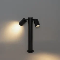 Staande buitenlamp zwart 45 cm IP44 verstelbaar 2-lichts - Duo