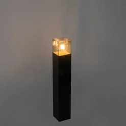 Staande buitenlamp zwart 50 cm IP44 met smoke glas - Denmark