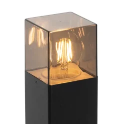 Staande buitenlamp zwart 50 cm IP44 met smoke glas - Denmark