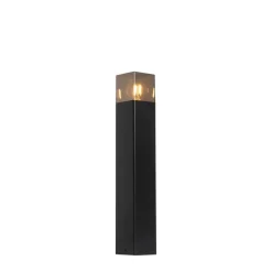 Staande buitenlamp zwart 50 cm IP44 met smoke glas - Denmark