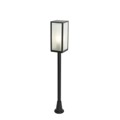 Staande buitenlamp zwart met ribbel glas 100 cm IP44 - Charlois Ribbed