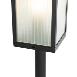 Staande buitenlamp zwart met ribbel glas 100 cm IP44 - Charlois Ribbed
