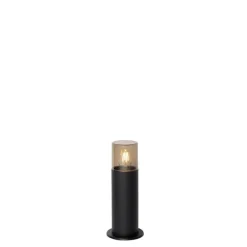 Staande buitenlamp zwart met smoke kap 30 cm IP44 - Odense