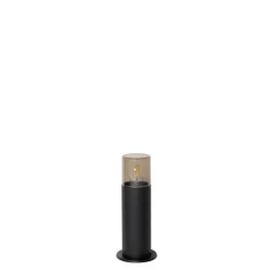 Staande buitenlamp zwart met smoke kap 30 cm IP44 - Odense