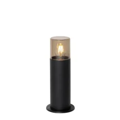 Staande buitenlamp zwart met smoke kap 30 cm IP44 - Odense
