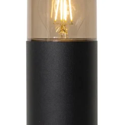 Staande buitenlamp zwart met smoke kap 30 cm IP44 - Odense